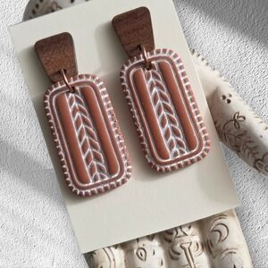 Boho Terracotta and Wood Earrings